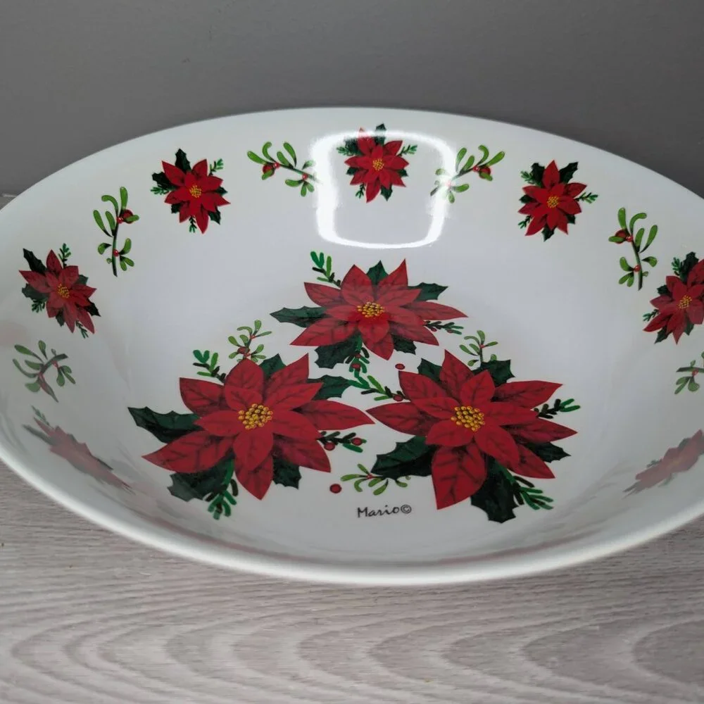 Mario Poinsettia Melamine Holiday Bowl 11.5
